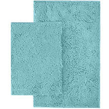 Load image into Gallery viewer, Microfiber 2-Piece Rectangular Mats Set, 20x30 &amp; 15x23 Inch, Spa Blue
