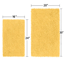 Load image into Gallery viewer, Microfiber 2-Piece Rectangular Mats Set, 20x30 &amp; 15x23 Inch, Yellow

