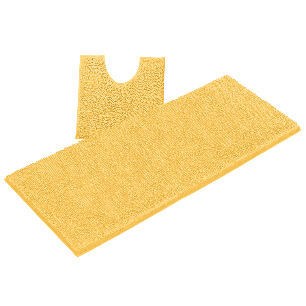 Luxury Microfiber 2-Piece Toilet & Bath Mat Set, XL, Yellow