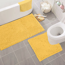 Load image into Gallery viewer, Bathroom Rugs Luxury Chenille 2-Piece Bath Mat Set, Large, Yellow
