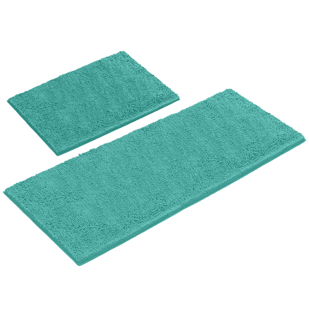 Chenille Microfiber 2-Piece Rectangular Mats Set, XL, Turquoise