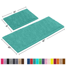 Load image into Gallery viewer, Chenille Microfiber 2-Piece Rectangular Mats Set, XL, Turquoise
