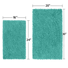 Load image into Gallery viewer, Microfiber 2-Piece Rectangular Mats Set, 20x30 &amp; 15x23 Inch, Turquoise
