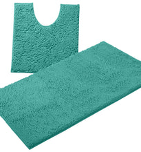 Load image into Gallery viewer, Bathroom Rugs Luxury Chenille 2-Piece Bath Mat Set, Large, Turquoise
