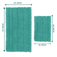 Load image into Gallery viewer, 2 Piece Rectangular Bath Rug Set, 15x23 + 27x47 inch, Turquoise
