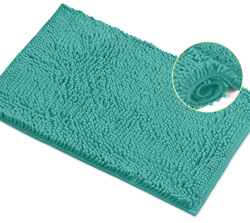 Rectangle Microfiber Bathroom Rug, 15x23 inch, Turquoise