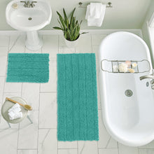 Load image into Gallery viewer, 2 Piece Rectangular Bath Rug Set, 15x23 + 27x47 inch, Turquoise
