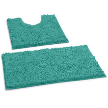 Load image into Gallery viewer, LuxUrux Bathroom Rugs Luxury Chenille 2-Piece Bath Mat Set, Turquoise
