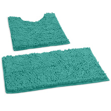 Load image into Gallery viewer, Luxury Chenille Bathroom Rugs 2-Piece Bath Mat Set, Small, Turquoise
