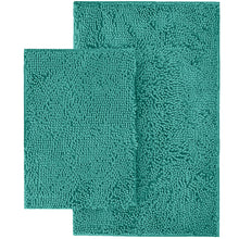 Load image into Gallery viewer, Microfiber 2-Piece Rectangular Mats Set, 20x30 &amp; 15x23 Inch, Turquoise
