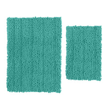 Load image into Gallery viewer, 2 Piece Rectangular Bath Rug Set, 15x23 + 24x36 inch, Turquoise
