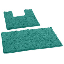 Load image into Gallery viewer, 2 Piece Bath Rug + Square Cutout Toilet Mat Set, Turquoise
