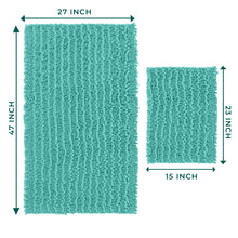 Load image into Gallery viewer, Rectangular 2 Piece Bath Rug Set, 15x23 + 27x47 inch, Turquoise
