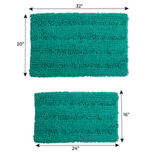 Load image into Gallery viewer, 2 Piece Rectangular Bath Rug Set, 15x23 + 20x30  inch, Turquoise

