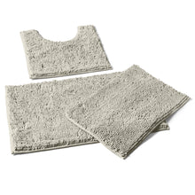 Load image into Gallery viewer, 3 Piece Set (Style A) Bath Rugs + U Shape Toilet Mat, Warm Grey
