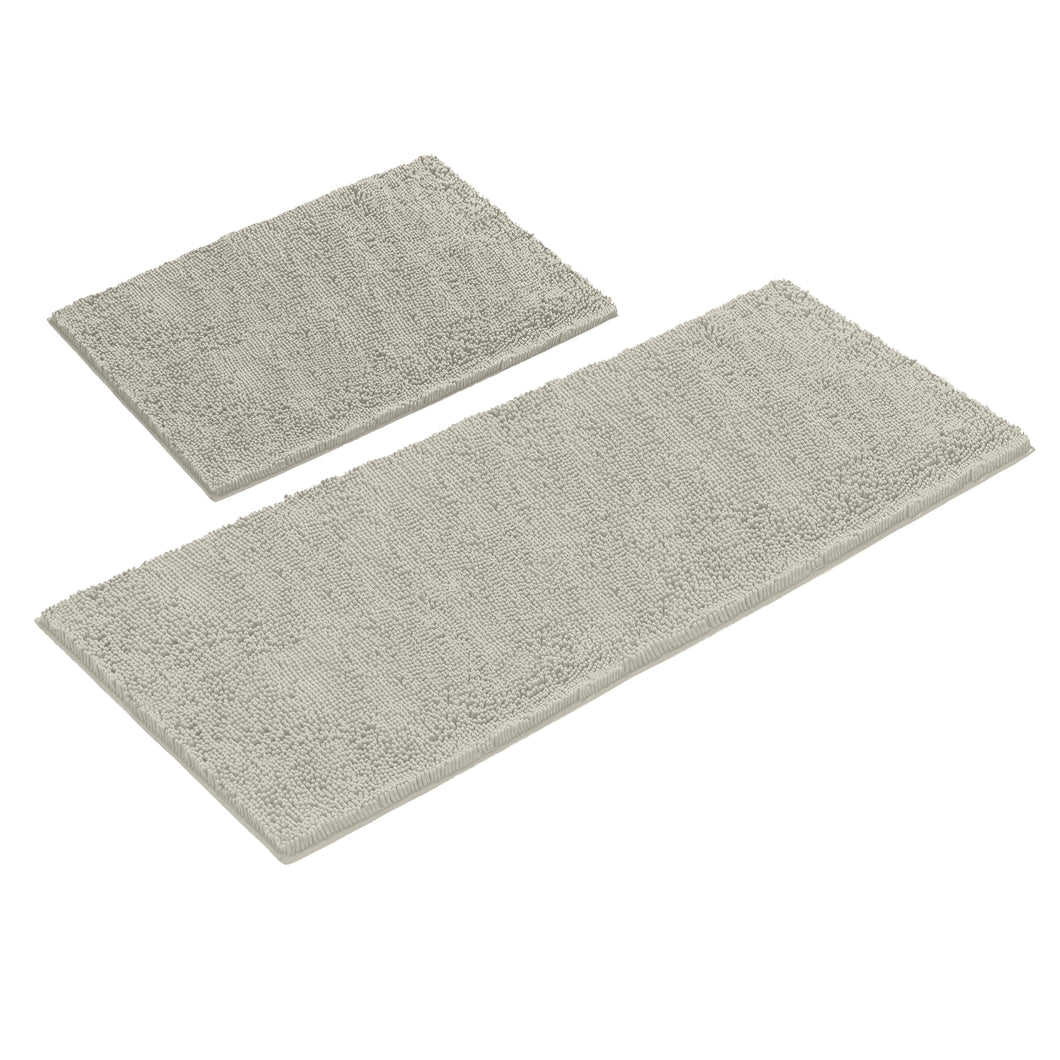Chenille Microfiber 2-Piece Rectangular Mats Set, XL, Warm Grey