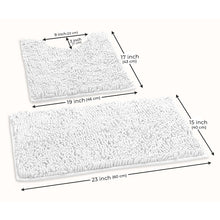 Load image into Gallery viewer, Luxury Chenille Bathroom Rugs 2-Piece Bath Mat Set, Small, White

