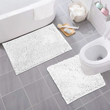 Load image into Gallery viewer, LuxUrux Bathroom Rugs Luxury Chenille 2-Piece Bath Mat Set, White
