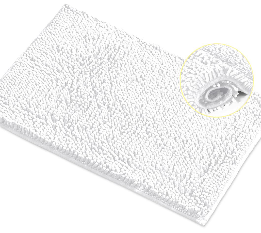 Rectangle Microfiber Bathroom Rug, 15x23 inch, White
