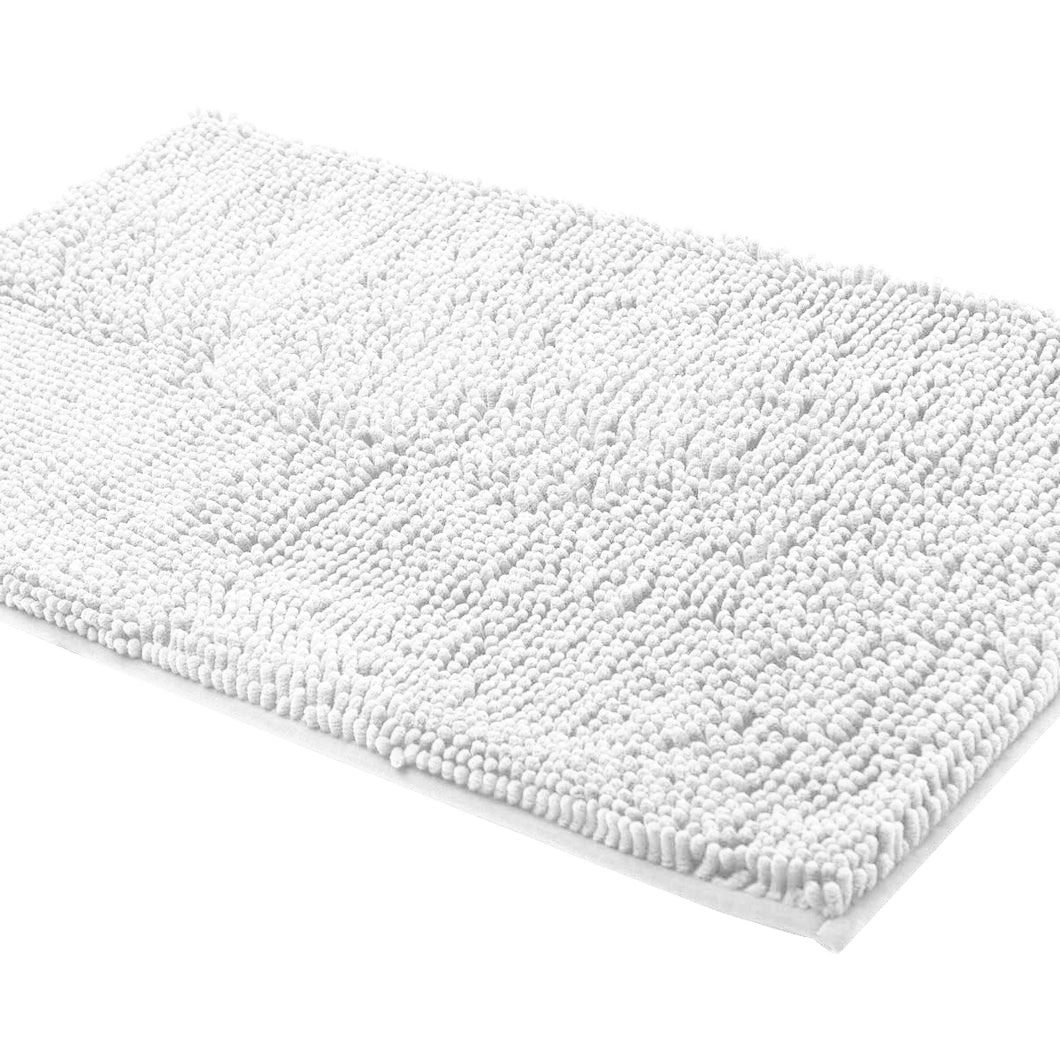 Rectangle Microfiber Bathroom Rug, 24x39 inch, White