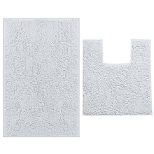 Load image into Gallery viewer, 2 Piece Bath Rug + Square Cutout Toilet Mat Set, White
