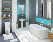 Load image into Gallery viewer, Luxury Microfiber 2-Piece Toilet &amp; Bath Mat Set, XL, White
