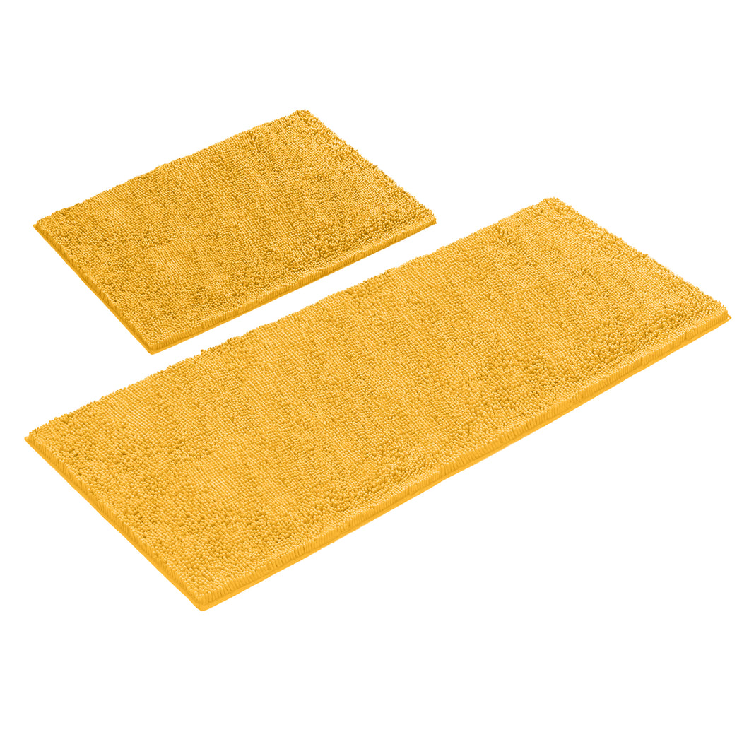 Chenille Microfiber 2-Piece Rectangular Mats Set, XL, Mustard