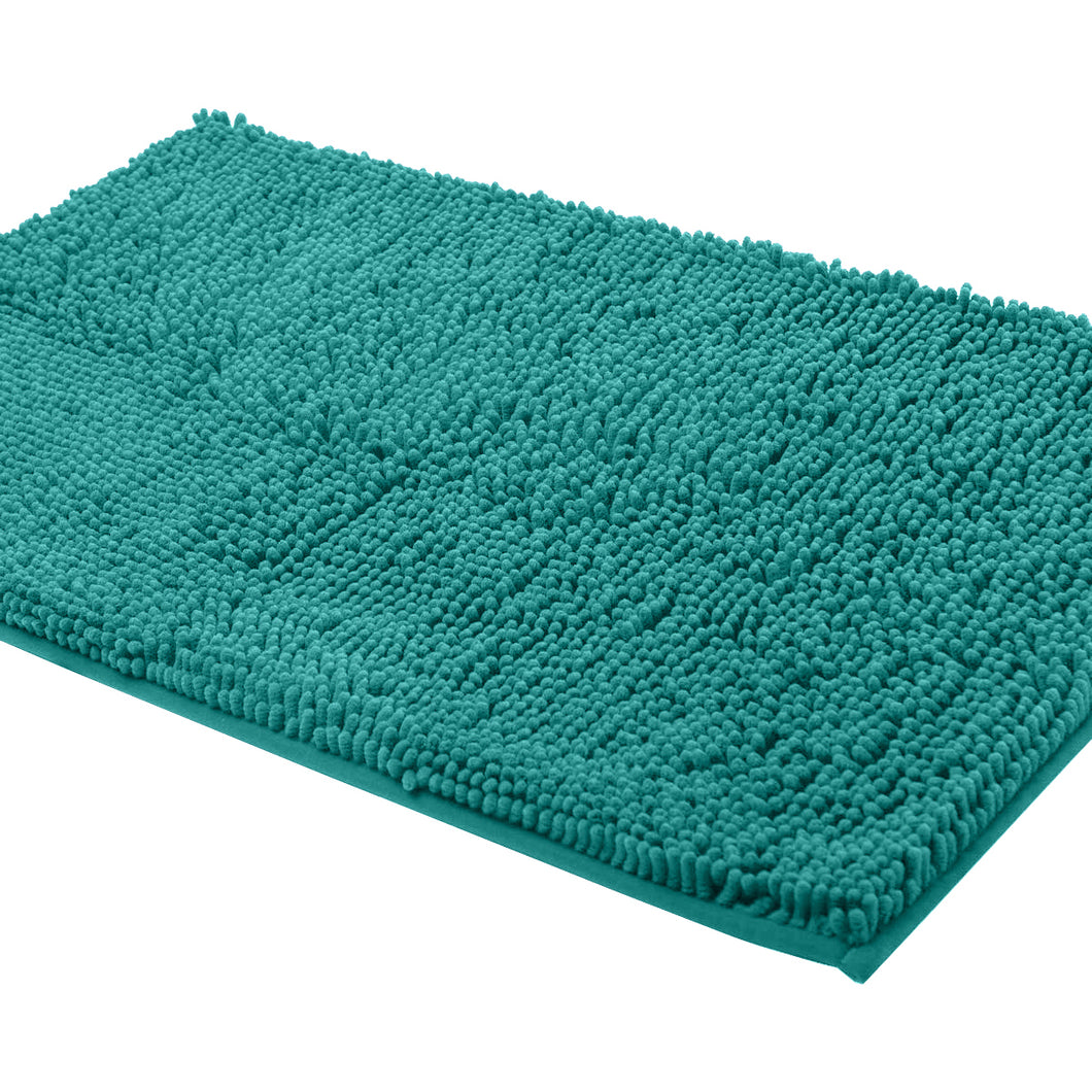 Rectangle Microfiber Bathroom Rug, 24x39 inch, Turquoise